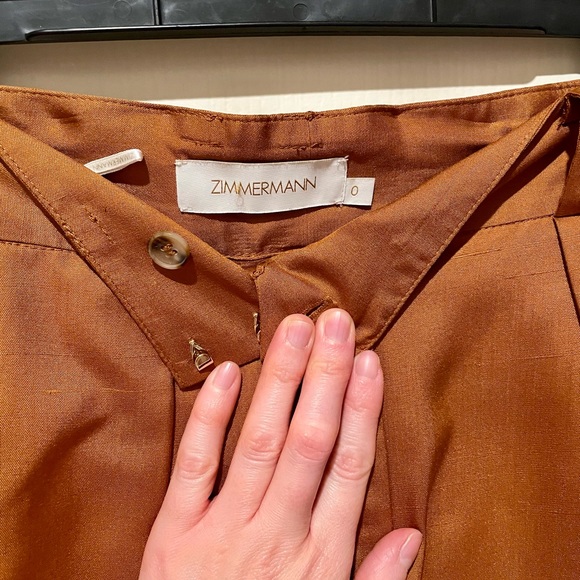 Zimmermann Silk Tuck Crop Pants Tan EUC Size 4 - Picture 6 of 7
